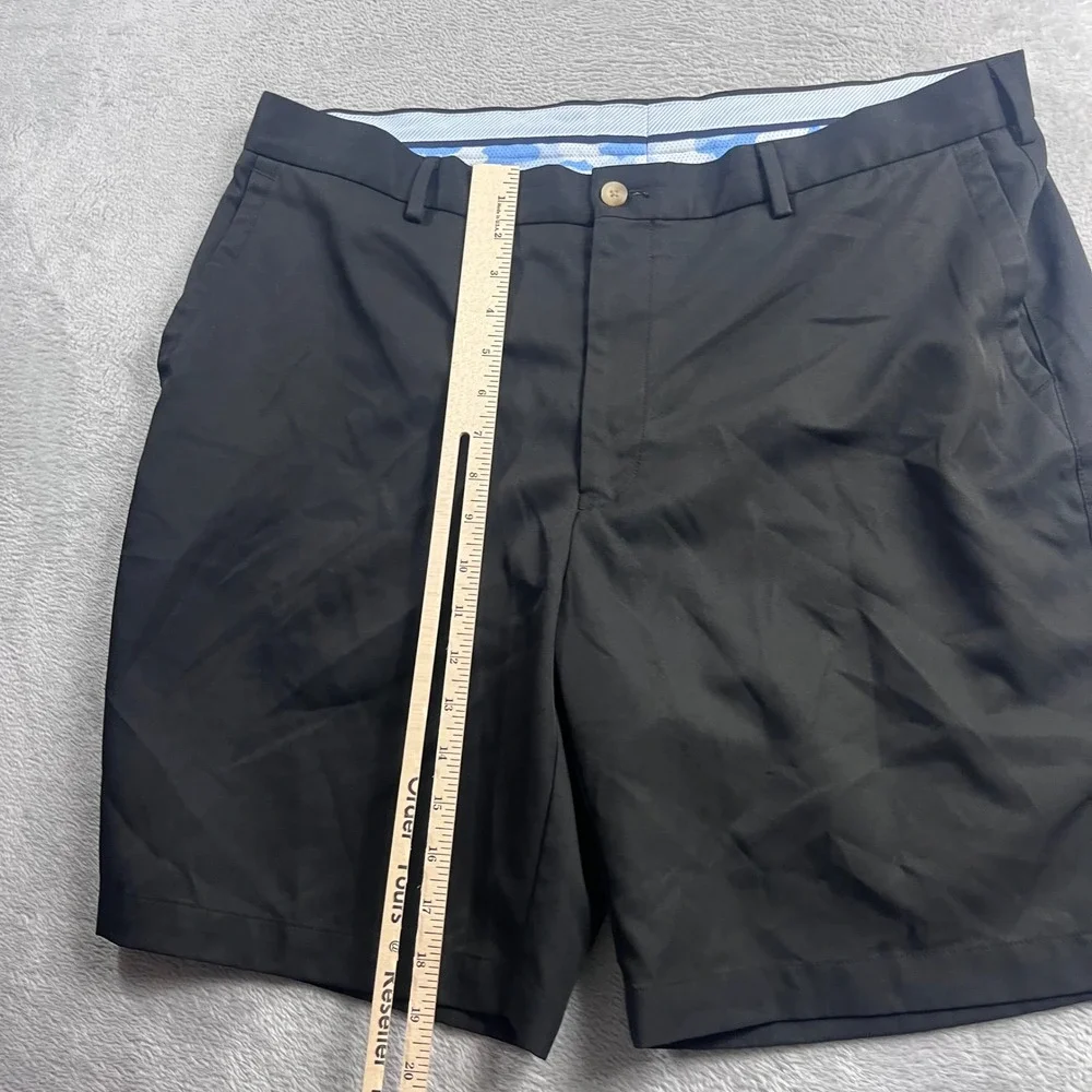 Peter Millar Salem Performance Golf Shorts Mens 38 Black Flat Front ME0EB82
